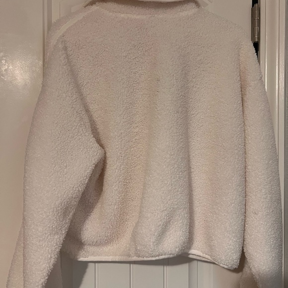 NEVER NOT HUSTLING White Sherpa Zip-Up Jacket - Picture 2 of 5